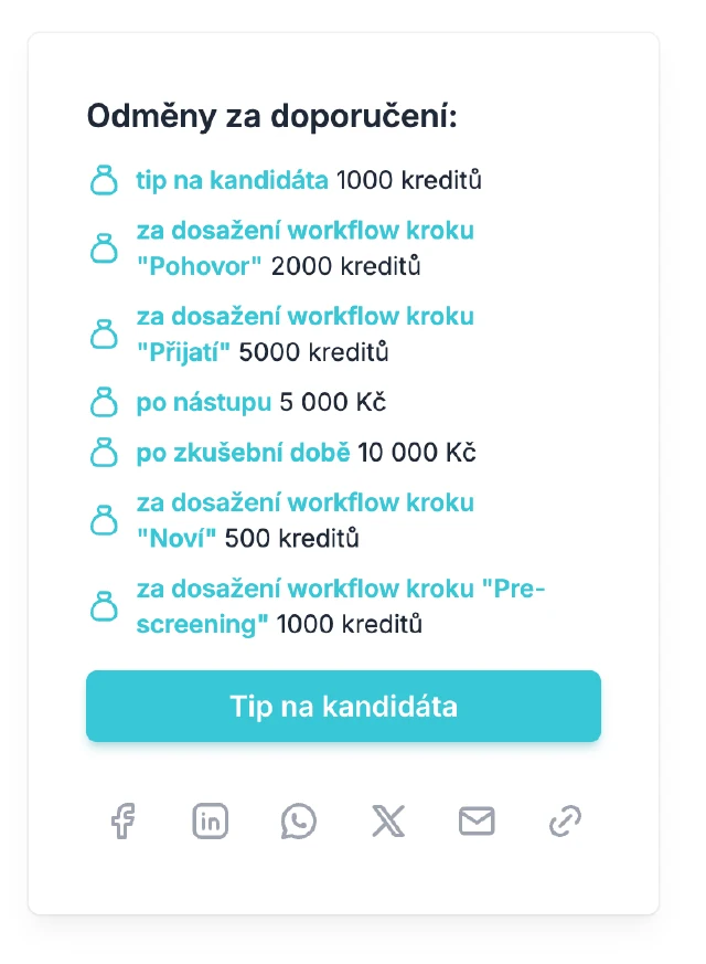 Reward settings for a position in Recruitis